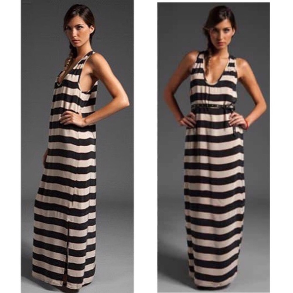 Joie Landra striped silk sleeveless maxi dress S